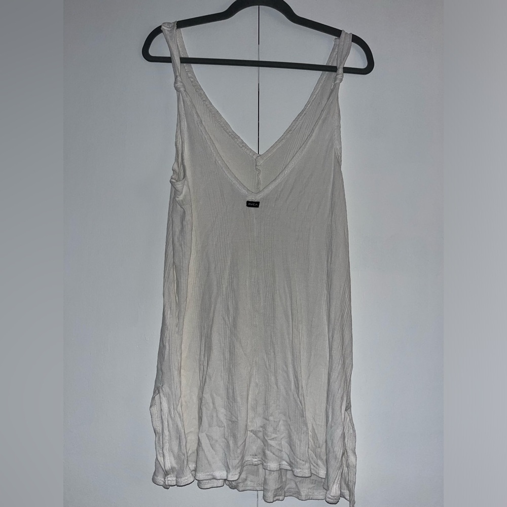 RVCA White Sleeveless V-Neck Mini Dress / Long Tank Top - Size Small